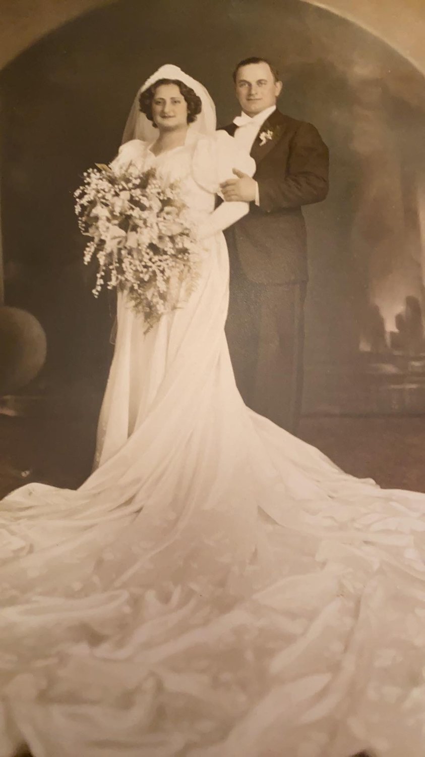 Wedding portrait of John Cavallone and his bride Susan